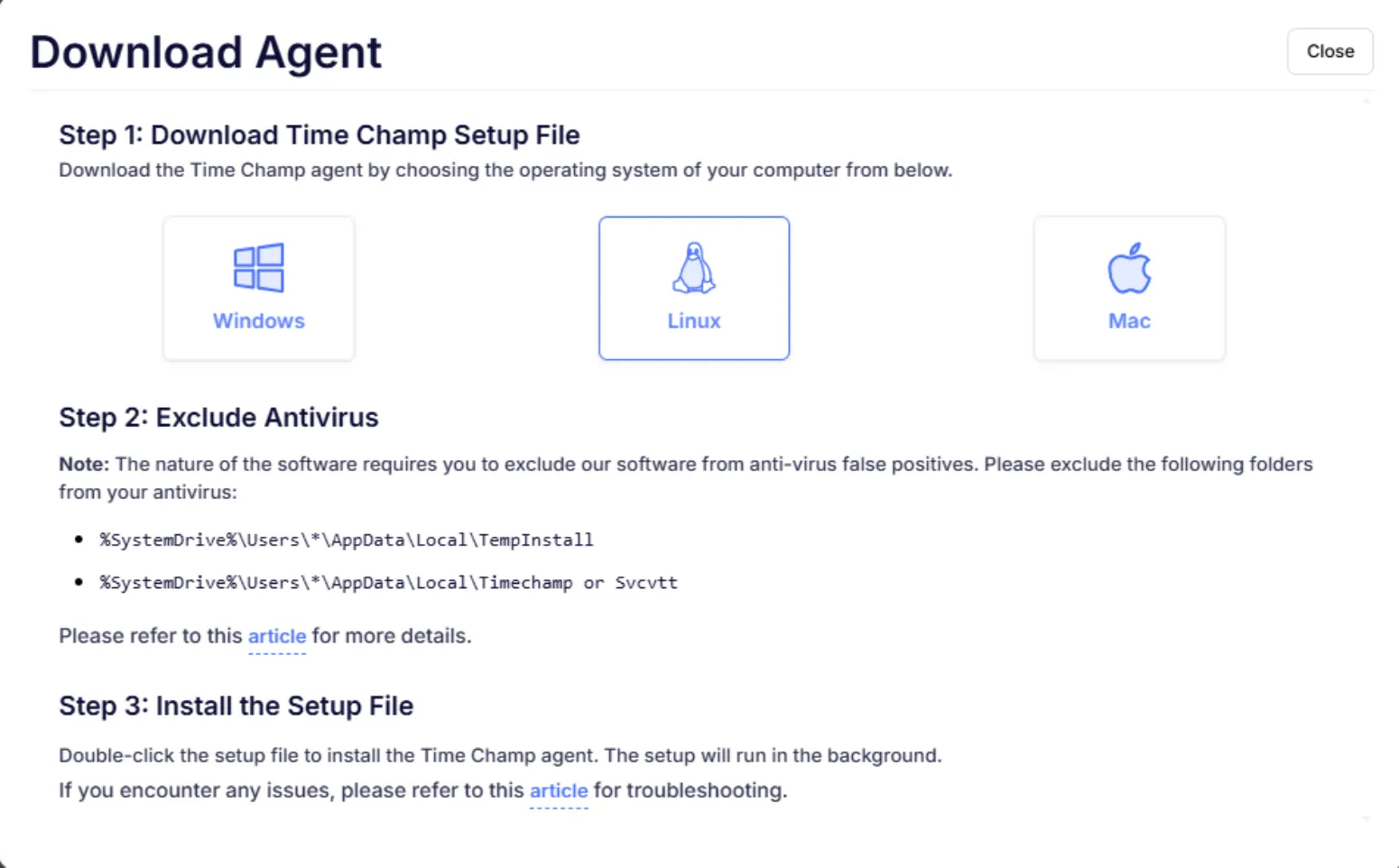 download time champ dashboard